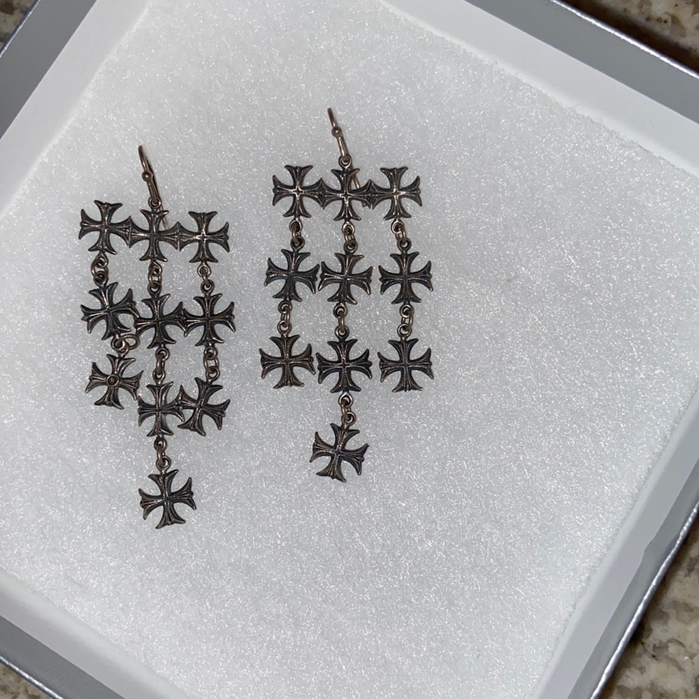 Virgins Saints Angels Cross Chandelier Earrings